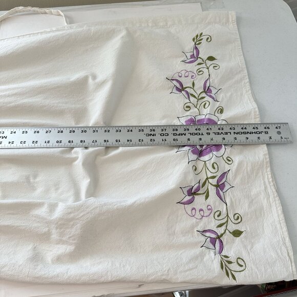 Handmade Womens Embroidered Midi Dress Purple Floral Large Cotton Sleeveless - Picture 5 of 10